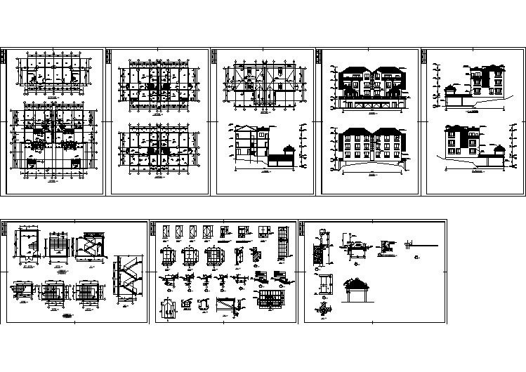 广东某地区别墅楼建筑设计CAD施工全套图