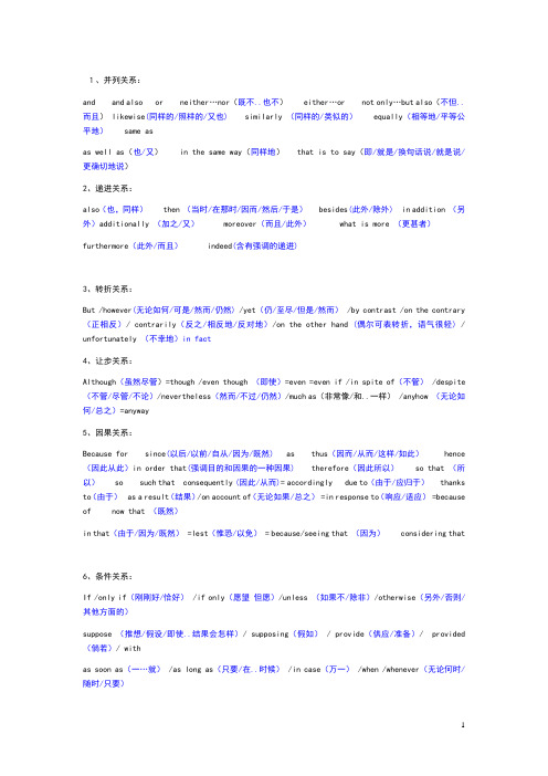 考研英语完型填空关联词总结