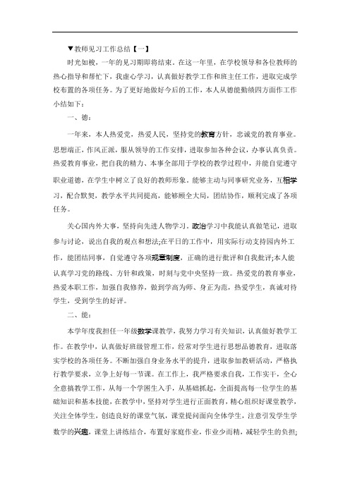 教师见习工作总结5篇