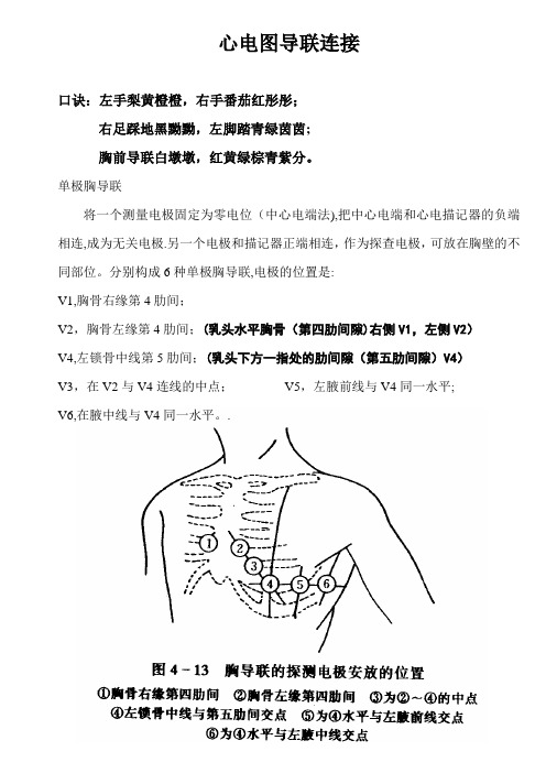 心电图导联连接快速确定位置及图示-常规胸导联电极位置