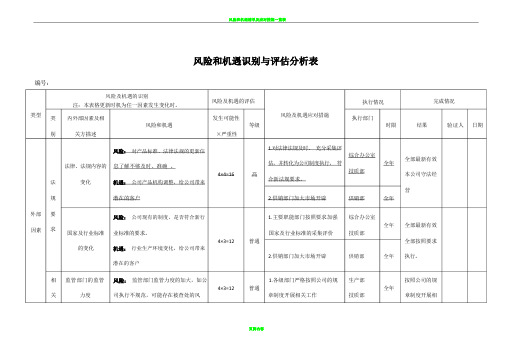 风险和机遇风险识别评估表