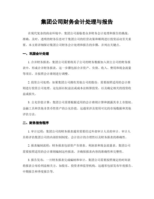 集团公司财务会计处理与报告