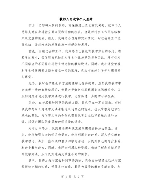 教师入岗政审个人总结