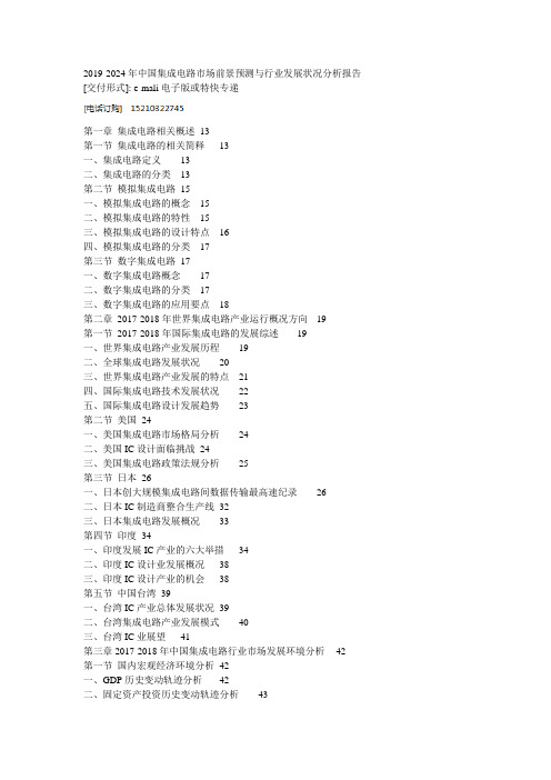 2019-2024年中国集成电路市场前景预测与行业发展状况分析报告