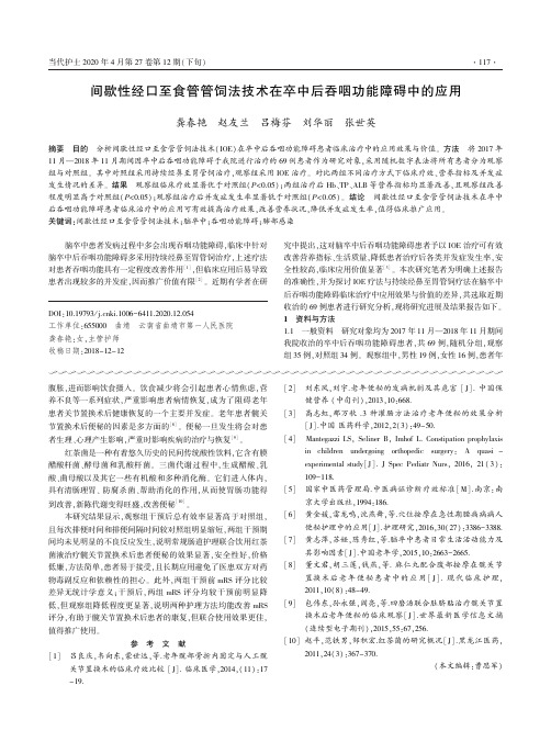 间歇性经口至食管管饲法技术在卒中后吞咽功能障碍中的应用