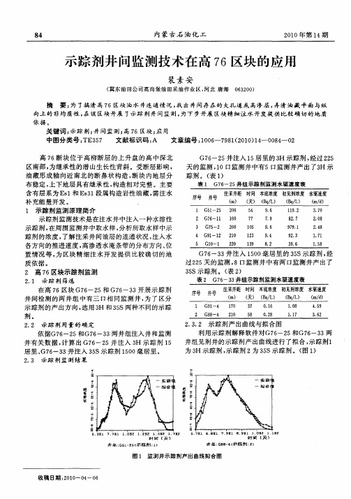 示踪剂井间监测技术在高76区块的应用