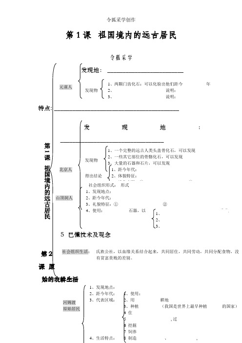 人教版七年级上历史1-11课思维导图