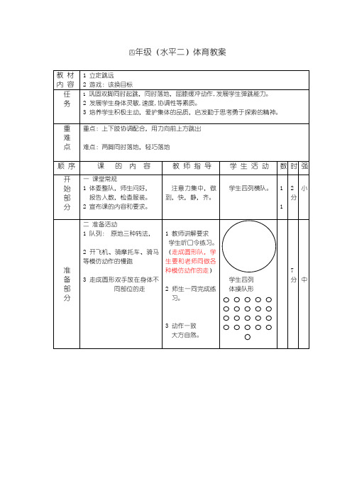 体育与健康人教版四年级-立定跳远教案(水平二)教案