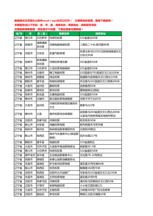 2020新版辽宁省校油泵工商企业公司商家名录名单黄页联系电话号码地址大全329家