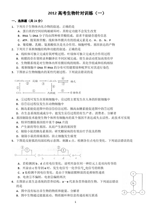 2012生物高考强化训练1