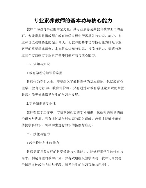 专业素养教师的基本功与核心能力