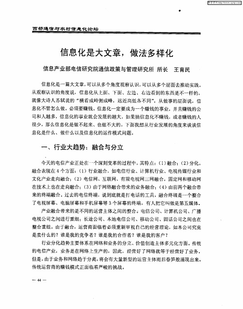 信息化是大文章,做法多样化