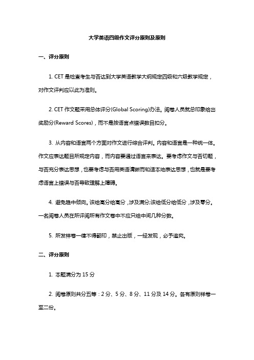 2021年大学英语四级作文评分标准