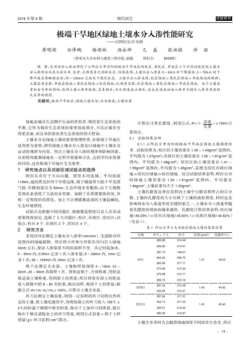 极端干旱地区绿地土壤水分入渗性能研究——以阿拉尔市为例