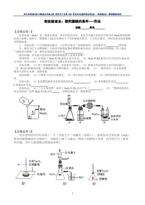 初中化学探究燃烧的条件课后作业