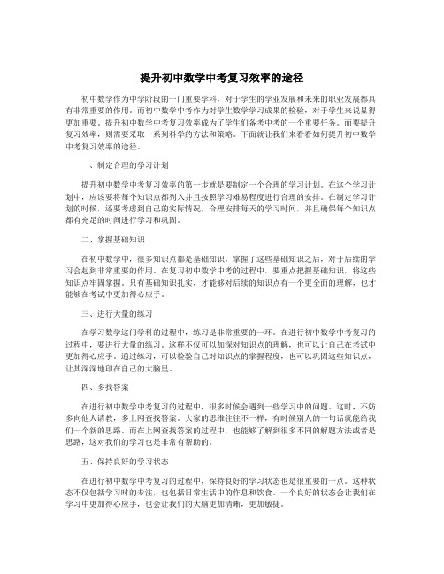 提升初中数学中考复习效率的途径