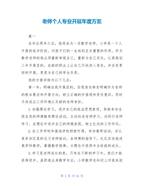 教师个人专业发展年度计划