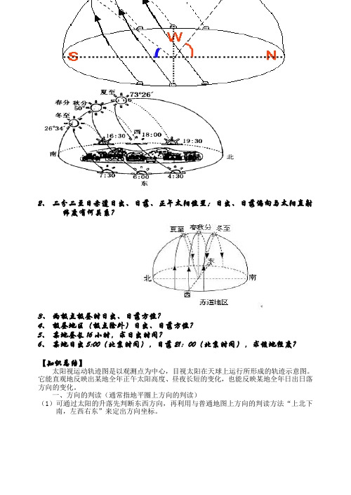 云南省保山曙光学校高二地理《太阳视运动图判断》教学设计