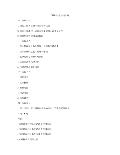 CSSD制度培训计划
