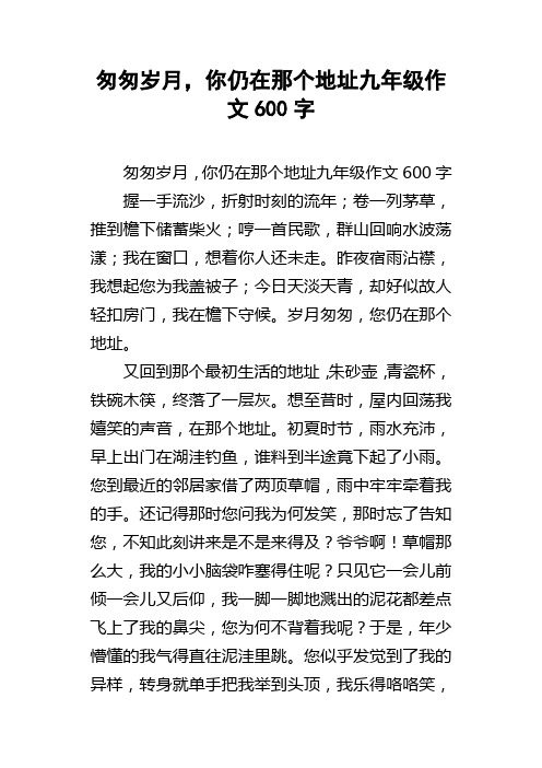 匆匆岁月，你仍在那个地址九年级作文600字