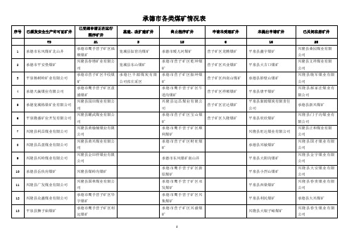 承德市各类煤矿情况表