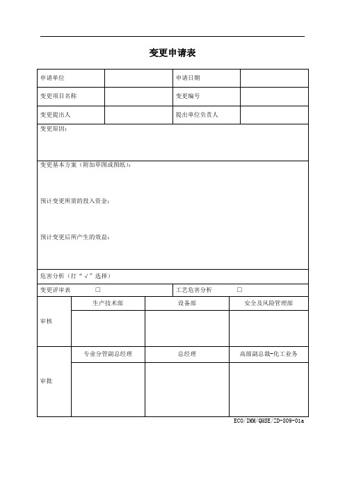 变更管理制度MOC附表