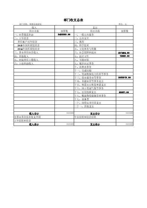 部门收支总表