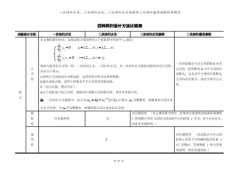 四种回归设计方法的比较