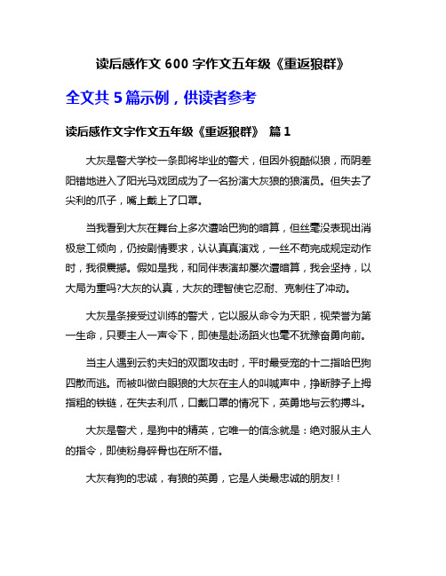 读后感作文600字作文五年级《重返狼群》