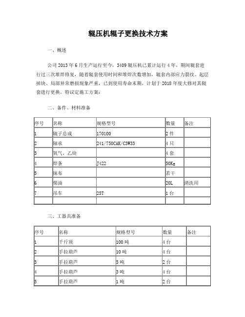 辊压机辊子更换技术方案