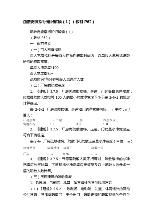 疏散宽度指标知识解读（1）（教材P62）