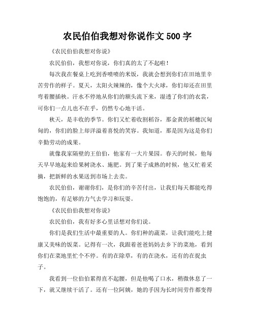 农民伯伯我想对你说作文500字