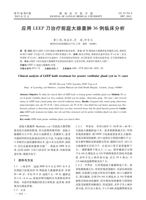 应用LEEP刀治疗前庭大腺囊肿36例临床分析黄仁英