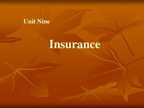 Unit 9 Insurance