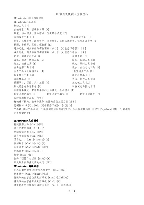 AI常用快捷键大全和技巧