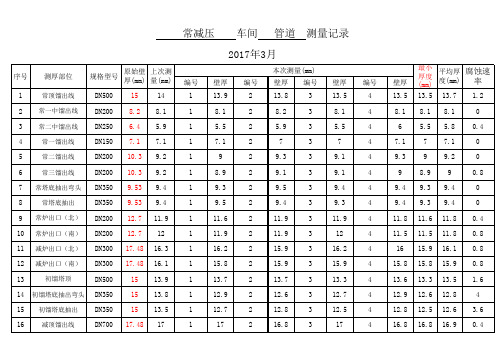 管道壁厚测定记录表