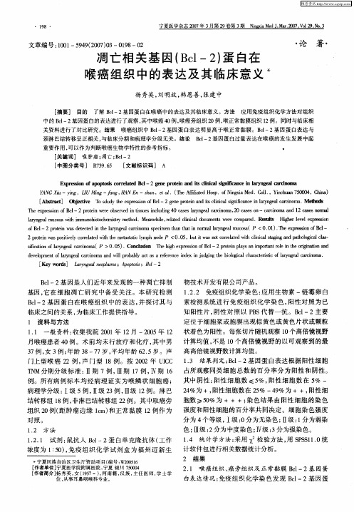 凋亡相关基因(Bcl-2)蛋白在喉癌组织中的表达及其临床意义