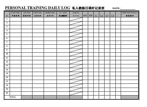 私人教练日课时记录表