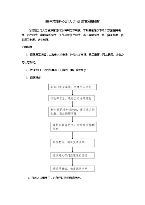 电气有限公司人力资源管理制度