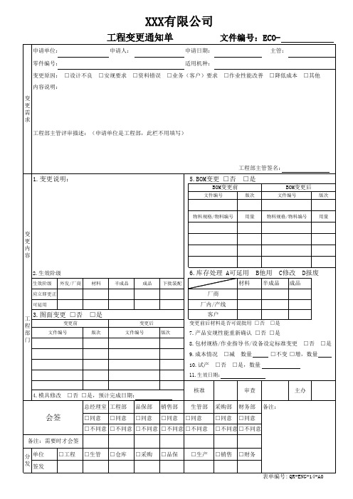 工程变更通知单