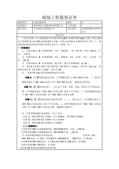 现场工程量签证单