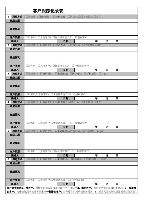 客户跟踪记录表