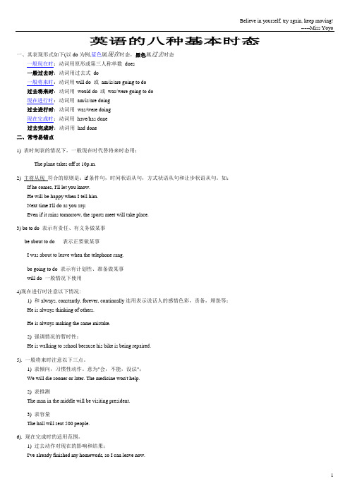 英语的八种基本时态