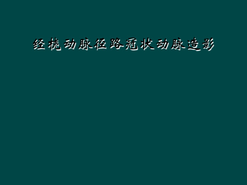 经桡动脉径路冠状动脉造影