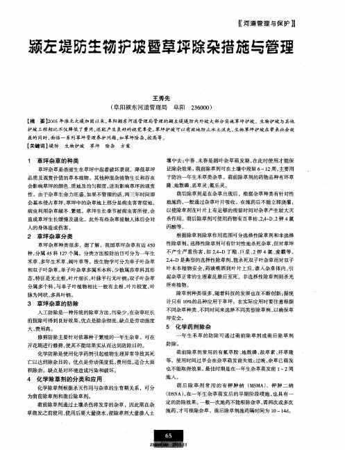 颍左堤防生物护坡暨草坪除杂措施与管理