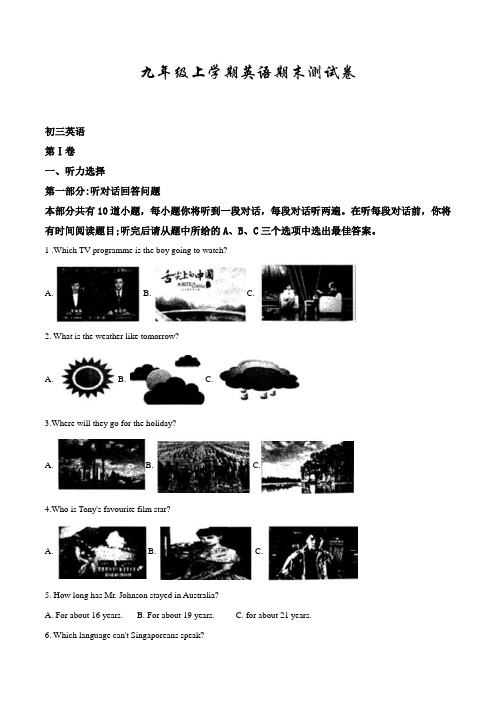 牛津译林版英语九年级上学期《期末考试卷》(附答案解析)