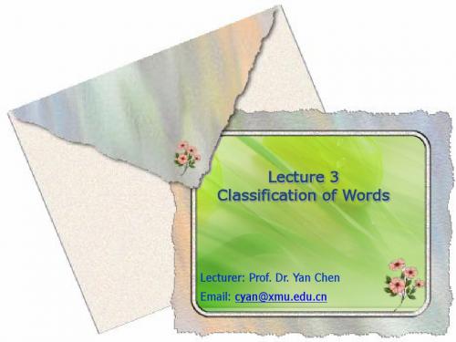 Lecture 3 Classification of Words