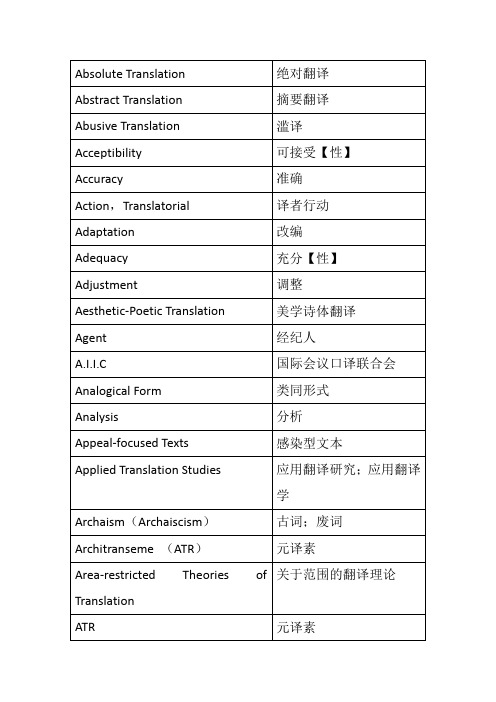 [翻译研究词典]术语翻译