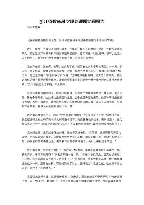 浙江省教育科学规划课题结题报告