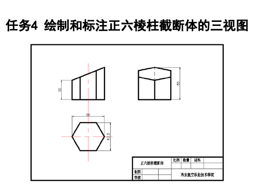 零部件测绘与CAD制图实训课件问题4-4正六棱柱被截断后的三视图如何绘制？